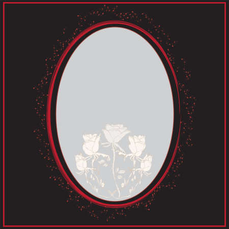 Invitational oval card with grunge rosesのイラスト素材