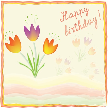 Greeting birthday card in watercolor designのイラスト素材