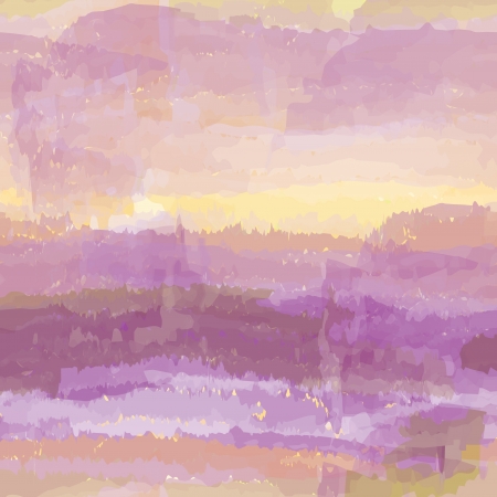 Abstract watercolor landscape with cloudy skyのイラスト素材