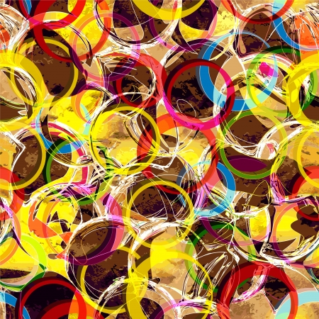 Abstract grunge stained background with colorful ringsのイラスト素材