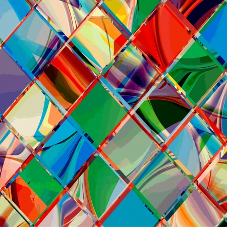 Grunge checkered colorful geometrical compositionのイラスト素材