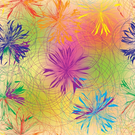  Seamless pattern with colorful grunge circles on bright stained backgroundのイラスト素材