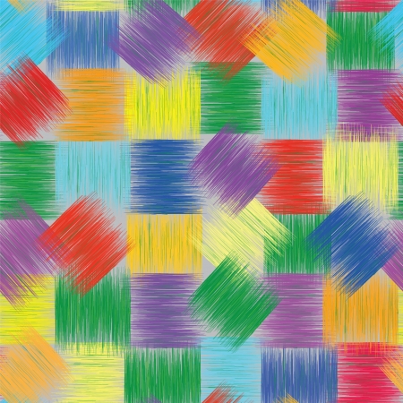 Seamless patchwork colorful pattern with grunge  striped squaresのイラスト素材