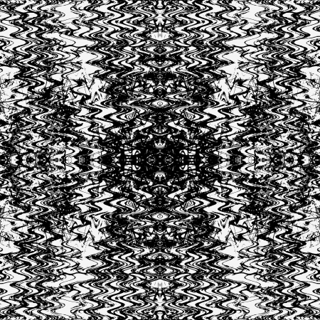 Black and white grunge striped and wavy seamless pattern