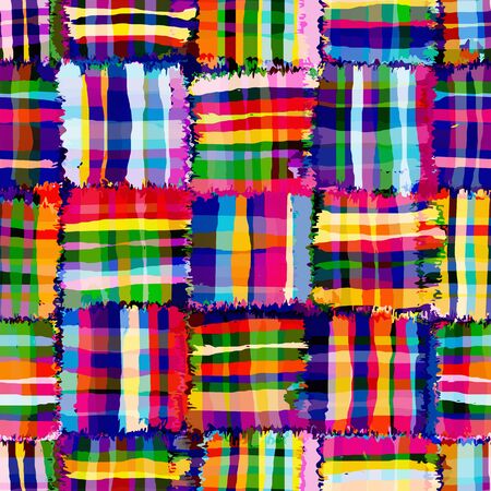Checkered,quilt rainbow seamless pattern with transversal linesの写真素材
