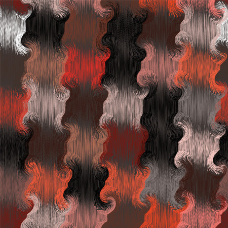 Checkered grunge striped and wavy colorful seamless patternのイラスト素材