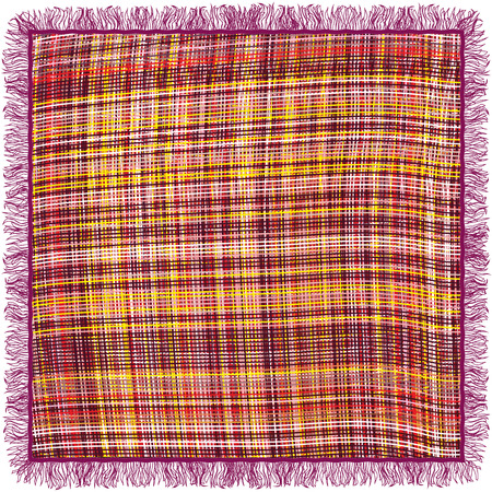 Colorful grunge striped and checkered weave tablecloth with fringe isolated on whiteのイラスト素材