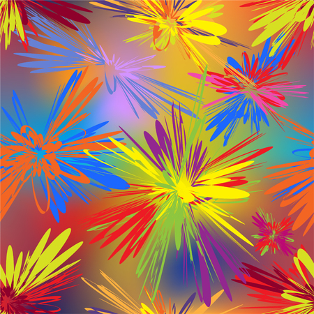 Rainbow seamless pattern with grunge striped flashing radial elementsのイラスト素材