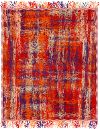 Motley fluffy woven grunge striped rug with fringeのイラスト素材