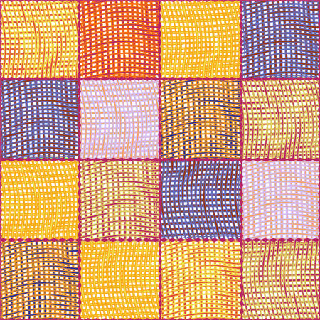 Seamless quilted pattern with grunge striped weave square elemens for...