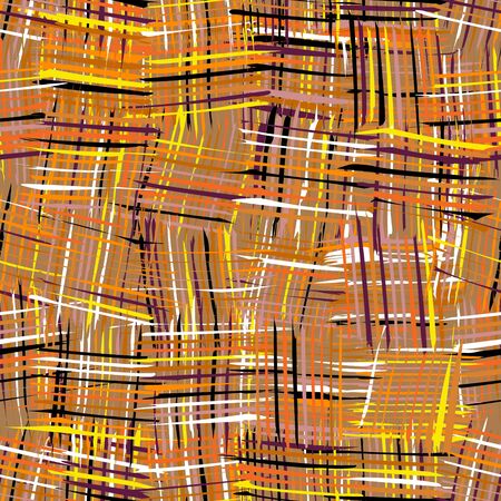 Seamless pattern with grunge striped crossed colorful square elements for wb designのイラスト素材