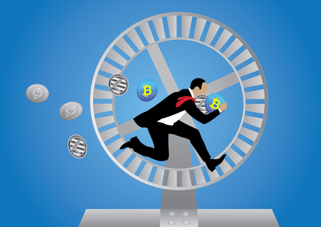 Concept of business loop with running businessman.のイラスト素材