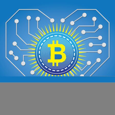 An illustration of crypto currency with love circuit boardのイラスト素材