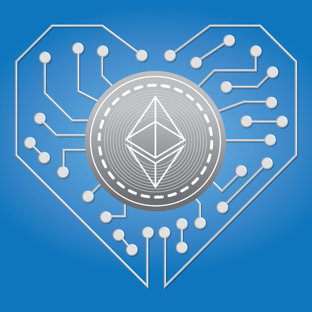 An illustration of crypto currency with love circuit boardのイラスト素材