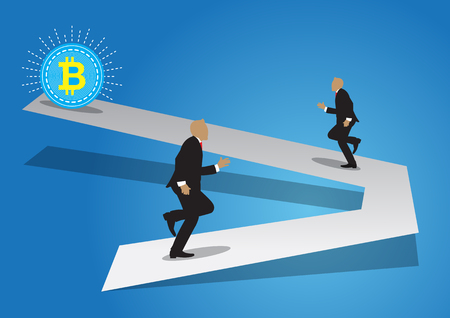 An illustration of two businessman runningのイラスト素材