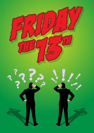 An illustration of superstitious businessman about friday the 13thのイラスト素材