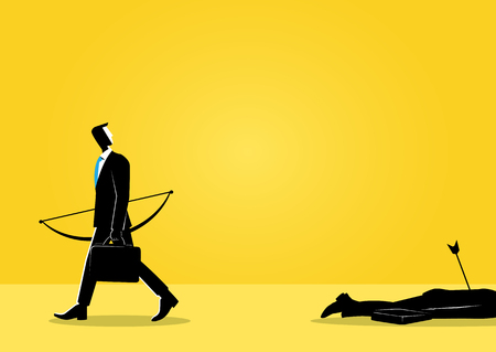 An Illustration of business concept, businessman walking with dead body left behindのイラスト素材