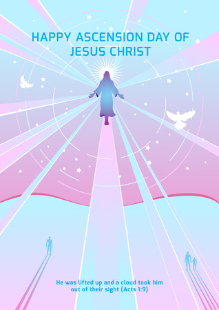 An illustration of the ascension of Jesus Christのイラスト素材