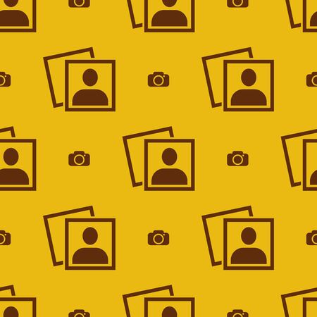 Illustration of photo frame symbol flat pattern on the yellow color backgroundのイラスト素材
