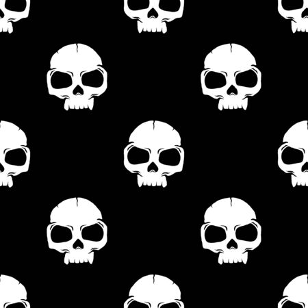 Illustration of human skull flat pattern on black backgroundのイラスト素材