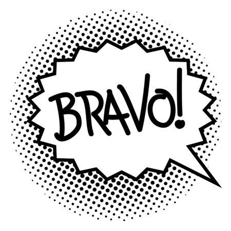 Bravo! wording comic speech bubble. Vector cartoon illustration in retro pop art style. Comic text sound effects.のイラスト素材