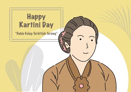 An illustration of Kartini Day Celebration. Habis gelap terbitlah terang means After Darkness comes Lightのイラスト素材