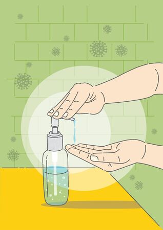 An illustration of Hand sanitizer in flat design free vectorのイラスト素材