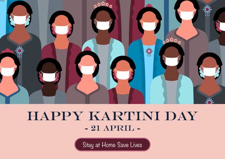 An illustration of Kartini Day Celebration. Coronavirus Covid 19 conceptのイラスト素材