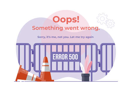 An illustration of Error 500. modern flat design concept of gate barrier for websiteのイラスト素材