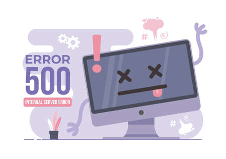 An illustration of Error 500. modern flat design concept of desktop computer for website