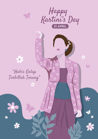 Indonesian Woman Wearing Traditional Kebayaのイラスト素材