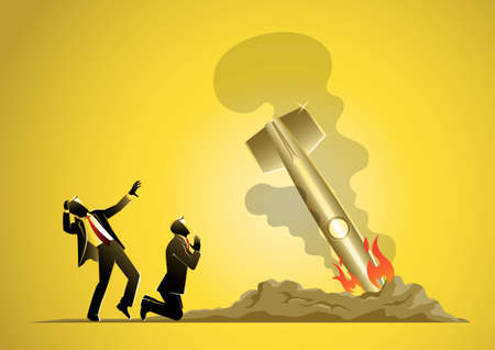 An Illustration of Project Startup Failure. Fallen Rocket Ship Vector and Illustration
