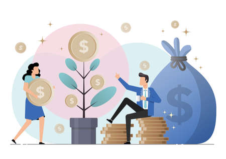 An Illustration of financial freedom, saving money and investment concept.のイラスト素材