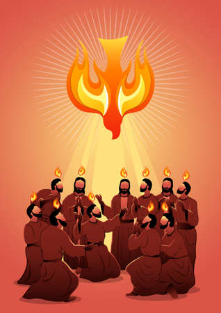 An illustration of Pentecost sunday holy spirit. Biblical Seriesのイラスト素材