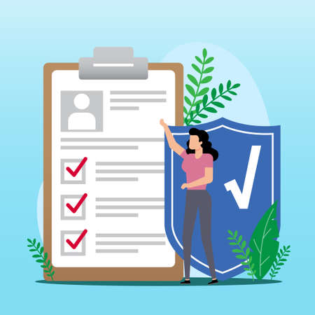 Insurance policy concept, data security, business concept. Vector illustrationのイラスト素材