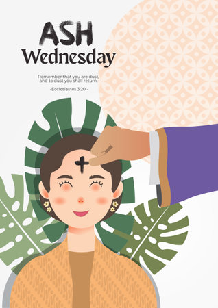 Ash Wednesday abstract symbolic religious Christian symbol for the beginning of Lent, with cross of ashesのイラスト素材