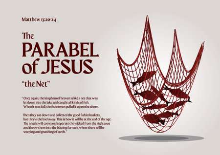 An Illustration of Parable of Jesus Christ about The Net. Bible storiesのイラスト素材