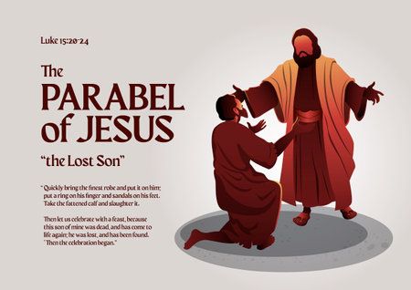 Parable of Jesus Christ about the lost son bible storyのイラスト素材