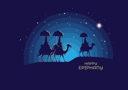 An illustration of a journey of three wise man to Bethlehemのイラスト素材