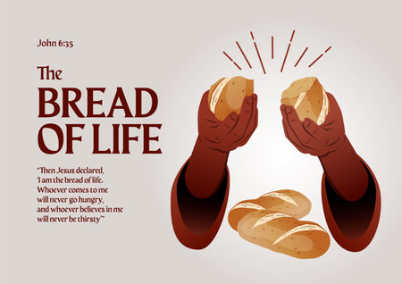 An illustration of Bible stories about Bread of Life. Christianity, religion concept. Biblical storiesのイラスト素材