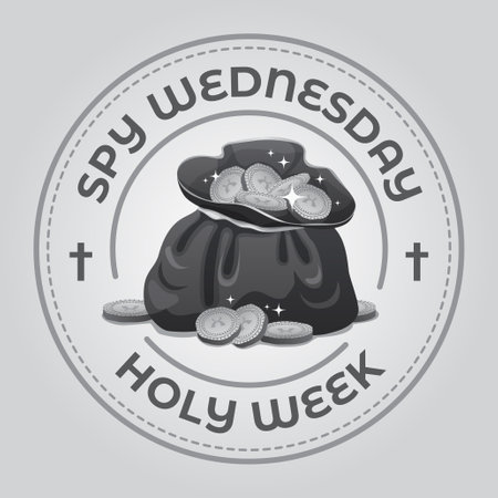 An illustration of spy wednesday logo during which Judas Iscariot act as a spy for the Sanhedrinのイラスト素材