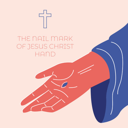 An illustration of the nail mark of Jesus Christ hand. Vector illustrationのイラスト素材