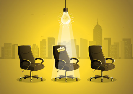 An illustration of hiring and recruitment poster with CHAIR. Symbol of vacancies, business hiring and recruitment conceptのイラスト素材