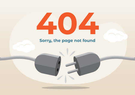 An illustration of Disconnected wires from the outlet. Cable and socket. 404 error page not found...