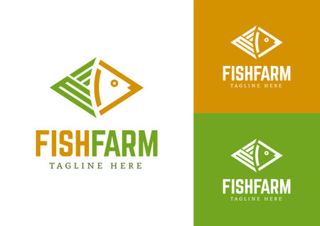 The concept logo for a company with striking fish and farm shapes and geometry design vector.のイラスト素材