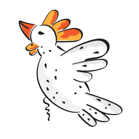 freehand drawn black and white cartoon happy roosterのイラスト素材