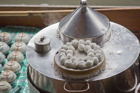 Kanom sago, Dessert Thai floating market in Thailandの写真素材