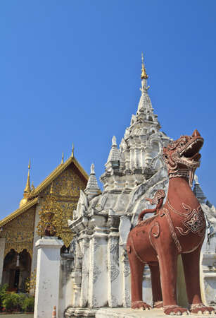 Lion statue in front of Wat Phra Haripunchai,Lamphun,Thailand