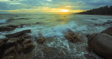 Beautiful sunset and sea waves of the natural の写真素材