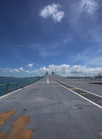 Runway on an Aircraft Carrierの写真素材